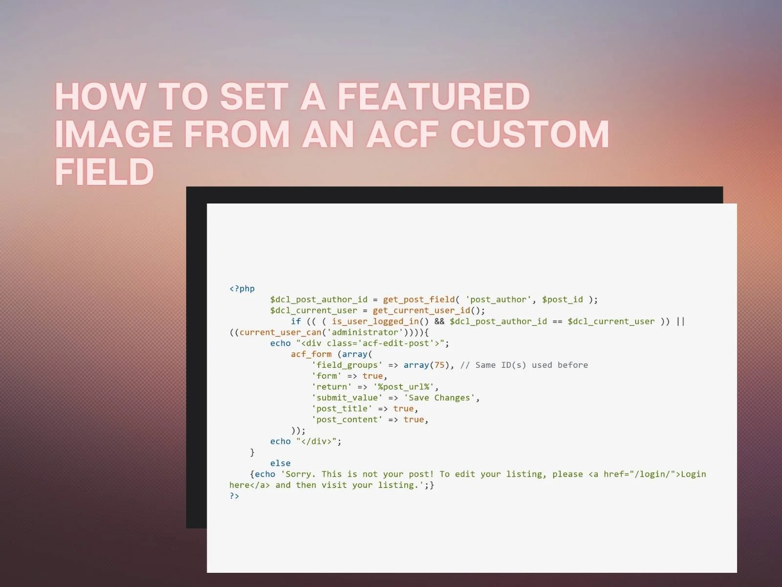 DCL How to set a Featured Image from an ACF custom field